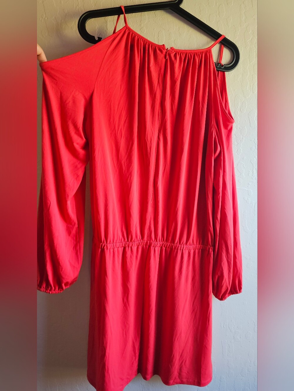 Women's Orange Cold-Shoulder Dress